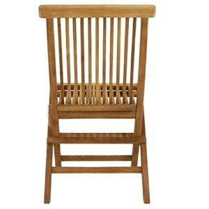 Sunnydaze Hyannis Solid Teak Outdoor Folding Dining Chair - Light Wood Stain Finish - Patio, Deck, Lawn, Garden, Terrace or Backyard Spare Seat - 1 Chair