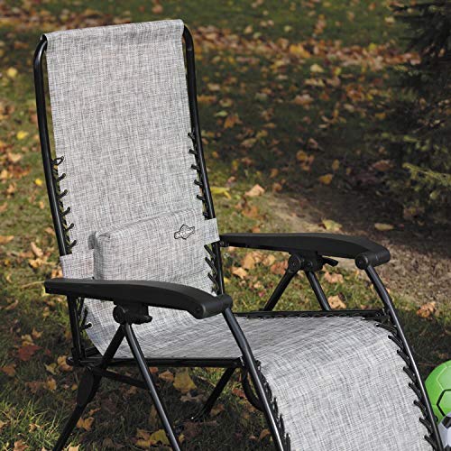 Guidesman LC-8014 Foldable Locking Weather Resistant Outdoor Steel Framed Zero Gravity Reclining Lounge Chair with Headrest Pillow, Gray