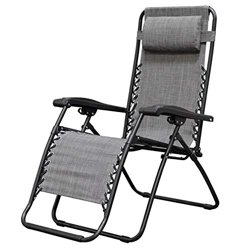 Caravan Canopy Infinity Zero Gravity Steel Frame Patio Deck Chair, Grey (Pair)