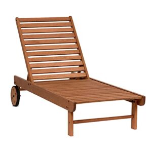 Amazonia Garopaba 1-Piece Poolside Chaise Lounger | Eucalyptus Wood | Ideal for Outdoors and Indoors, 72Lx26Wx38H