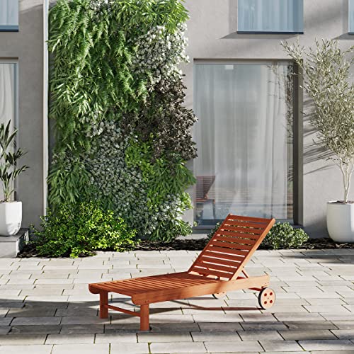 Amazonia Garopaba 1-Piece Poolside Chaise Lounger | Eucalyptus Wood | Ideal for Outdoors and Indoors, 72Lx26Wx38H