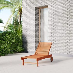 Amazonia Garopaba 1-Piece Poolside Chaise Lounger | Eucalyptus Wood | Ideal for Outdoors and Indoors, 72Lx26Wx38H