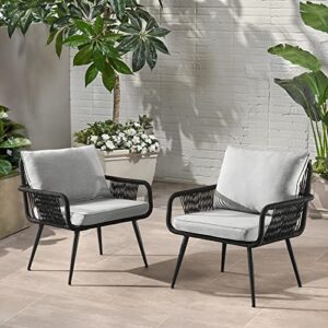 andover all-weather outdoor 29″h rope armchairs with light gray cushions, set of 2 – comfortable patio/porch seating, water-resistant cushions, modern furniture, weatherproof, indoor/outdoor