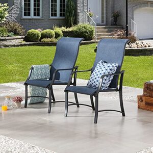 lokatse home dining chairs with high backrest outdoor metal furniture for garden patio pool yard, blue