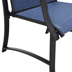 LOKATSE HOME Dining Chairs with High Backrest Outdoor Metal Furniture for Garden Patio Pool Yard, Blue