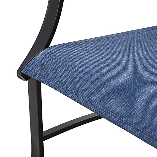 LOKATSE HOME Dining Chairs with High Backrest Outdoor Metal Furniture for Garden Patio Pool Yard, Blue