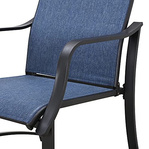 LOKATSE HOME Dining Chairs with High Backrest Outdoor Metal Furniture for Garden Patio Pool Yard, Blue