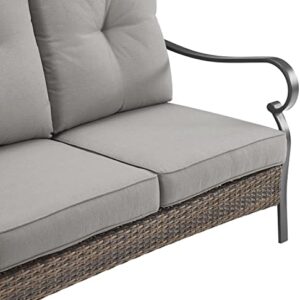 Crosley Furniture KO70350MB-TE Dahlia Outdoor Metal and Wicker 2-Piece Sofa Set (Sofa, Coffee Table), Matte Black with Taupe Cushions