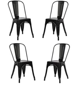 bubbledragon set of 4 metal outdoor chairs for indoor & outdoor dining chair patio chairs navi kitchen restaurant stable metal chairs (black)