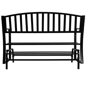 Sunnydaze Outdoor Glider Garden Bench - 50 Inch Black Park Bench - Durable Metal Porch Glider Seat - 2-Person Patio Furniture - Deck Swing - Perfect for Porch, Garden, Sunroom, Backyard or Deck