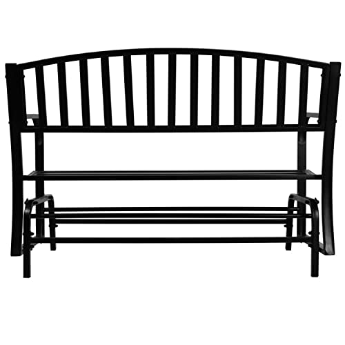 Sunnydaze Outdoor Glider Garden Bench - 50 Inch Black Park Bench - Durable Metal Porch Glider Seat - 2-Person Patio Furniture - Deck Swing - Perfect for Porch, Garden, Sunroom, Backyard or Deck