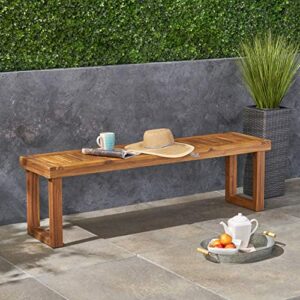 Christopher Knight Home Kemp Outdoor Acacia Wood Bench, Sandblast Natural Finish