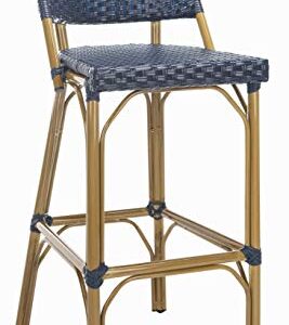 Safavieh Home Collection Deltana Navy Rattan Indoor/Outdoor Bar Stool,