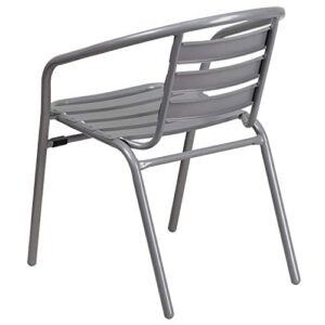 EMMA + OLIVER Silver Metal Stack Chair with Aluminum Slats