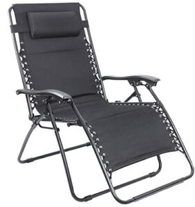 greesum gs-oszg00 oversized zero gravity chair, folding outdoor patio lounge recliner with movable headrest, black