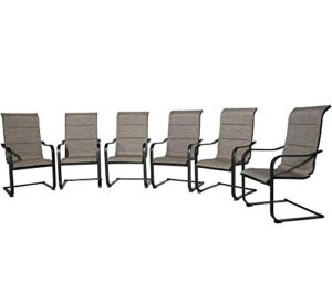 ulax furniture outdoor dining chairs padded patio metal spring motion dining chairs with high backrest, set of 6