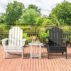 Giantex Adirondack Chair Outdoor Folding Chairs, HDPE Weather Resistant Patio Chair with Built-in Cup Holder Lawn Chair for Patio, Backyard, Balcony, Deck Outside Plastic Fire Pit Chair(1, Black)