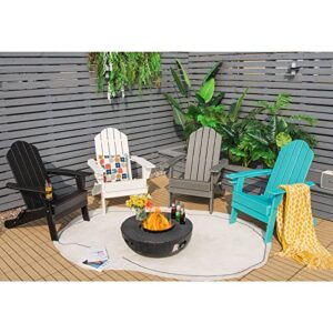 Giantex Adirondack Chair Outdoor Folding Chairs, HDPE Weather Resistant Patio Chair with Built-in Cup Holder Lawn Chair for Patio, Backyard, Balcony, Deck Outside Plastic Fire Pit Chair(1, Black)