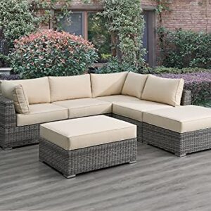 simple relax Tessio Outdoor Modular Patio Resin Wicker Ottoman in Beige