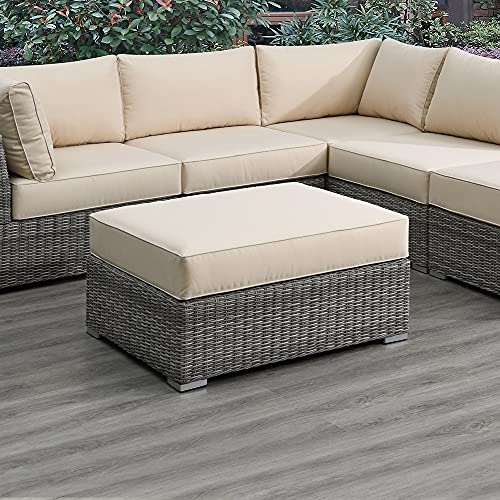 simple relax Tessio Outdoor Modular Patio Resin Wicker Ottoman in Beige