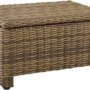 Crosley Furniture KO70014WB-SA Bradenton Outdoor Wicker Ottoman, Weathered Brown with Sand Cushions