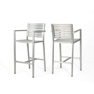 Christopher Knight Home Tammy Coral Outdoor Silver Rust-Proof Aluminum 29.50 Inch Barstools (Set of 2)