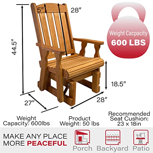 Amish Casual Heavy Duty 600 Lb Mission High Back Treated Glider Chair (Cedar Stain)