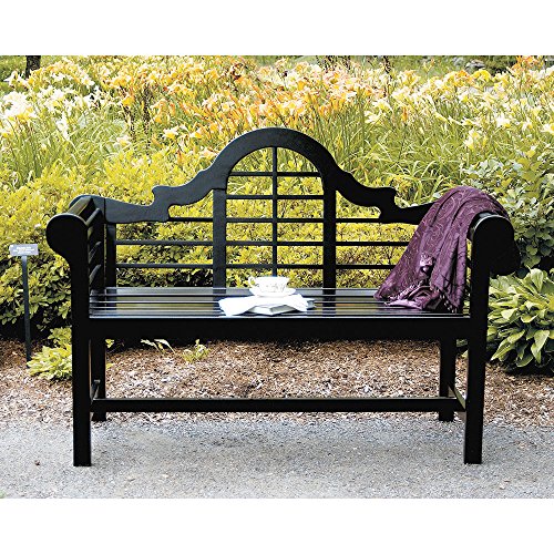 Achla Designs OFB-11 Lutyens Indoor/Outdoor Garden Bench, Black, 4 ft