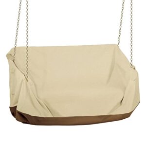 skyfiree Porch Swing Cover Waterproof, Outdoor Swing Covers for Hanging Swing 56"x32"x25",Beige&Coffee