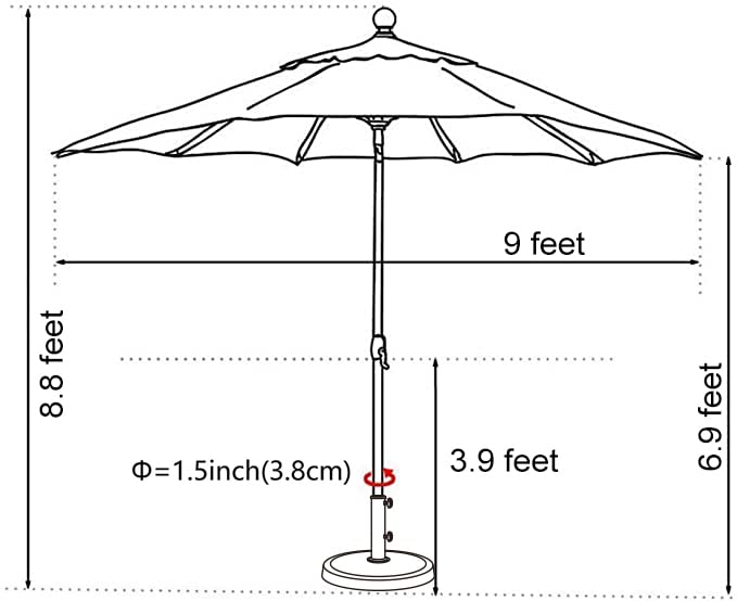 EliteShade USA 10-Year-Non-Fading Sunumbrella 9Ft Market Umbrella Patio Umbrella Outdoor Table Umbrella with Ventilation,Heather Beige