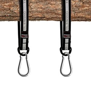 tree swing straps,tree swing hanging kit,2 pcs 55cm / 22inches heavy duty hanging straps holds 440 lbs with carabiner perfect for tree swing, rope swing,hammock, plank