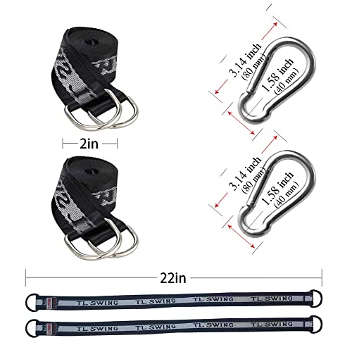 Tree Swing Straps,Tree Swing Hanging Kit,2 PCS 55cm / 22inches Heavy Duty Hanging Straps Holds 440 lbs with Carabiner Perfect for Tree Swing, Rope Swing,Hammock, Plank