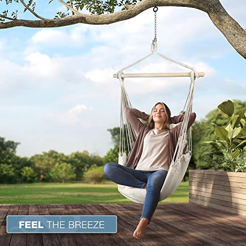 Sorbus Stylish Swing Chair - Fine Cotton Weave for Super Comfort & Durability- Hanging Hammock Chair w/2 Seat Cushions- Portable Outdoor Hanging Chair w/Hardware Kit - Indoor Outdoor Use - Max 265lbs