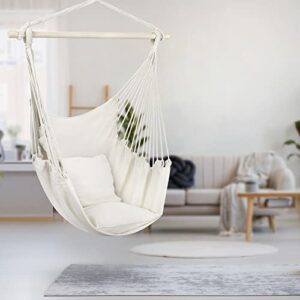 Sorbus Stylish Swing Chair - Fine Cotton Weave for Super Comfort & Durability- Hanging Hammock Chair w/2 Seat Cushions- Portable Outdoor Hanging Chair w/Hardware Kit - Indoor Outdoor Use - Max 265lbs