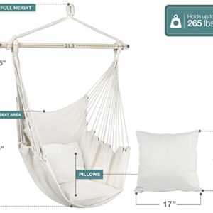 Sorbus Stylish Swing Chair - Fine Cotton Weave for Super Comfort & Durability- Hanging Hammock Chair w/2 Seat Cushions- Portable Outdoor Hanging Chair w/Hardware Kit - Indoor Outdoor Use - Max 265lbs