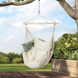 Sorbus Stylish Swing Chair - Fine Cotton Weave for Super Comfort & Durability- Hanging Hammock Chair w/2 Seat Cushions- Portable Outdoor Hanging Chair w/Hardware Kit - Indoor Outdoor Use - Max 265lbs