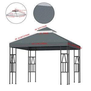 FOLAWO 10' X 10' Gazebo Replacement Canopy Double Tier Gazebo Covers for Yard Patio Garden Canopy Sunshade (Dark Gray)