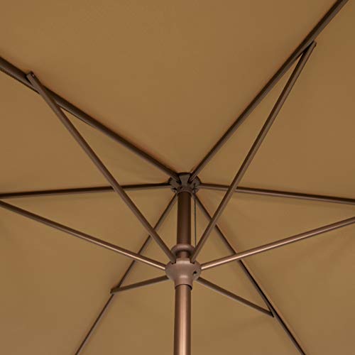 Ogrmar 6.5x10ft Patio Umbrella Rectangular Outdoor Table Umbrella with Crank & Push Button Tilt for Terrace, Backyard, Garden, Courtyard, Swimming Pool, Lawn (Tan)