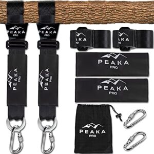 peaka pro tree swing straps hanging kit – adjustable 7-foot extra long hammock tree straps portable, swing tree straps with 2-ton tensile strength – tree straps for swings with finger pinch-safe cover