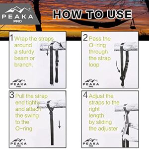 Peaka Pro Tree Swing Straps Hanging Kit - Adjustable 7-Foot Extra Long Hammock Tree Straps Portable, Swing Tree Straps with 2-Ton Tensile Strength - Tree Straps for Swings with Finger Pinch-Safe Cover