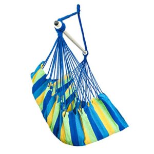 highwild hammock chair hanging rope swing – max 500 lbs – steel spreader bar with anti-slip rings – for any indoor or outdoor spaces (blue striped)