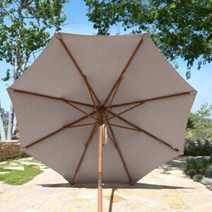 Formosa Covers 9ft Market Patio Umbrella Canopy - 8 Ribs Canopy Replacement - 300D UV Protective and Water Resistant Patio Canopy - Premium Quality Replacement Canopy Cover (Canopy Only) (Taupe)