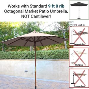 Formosa Covers 9ft Market Patio Umbrella Canopy - 8 Ribs Canopy Replacement - 300D UV Protective and Water Resistant Patio Canopy - Premium Quality Replacement Canopy Cover (Canopy Only) (Taupe)