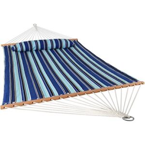sunnydaze outdoor quilted fabric hammock – two-person with spreader bars – heavy-duty 450-pound capacity – catalina beach