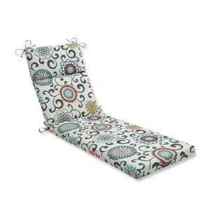 pillow perfect outdoor/indoor pom play peachtini chaise lounge cushion, 72.5 in. l x 21 in. w x 3 in. d, blue