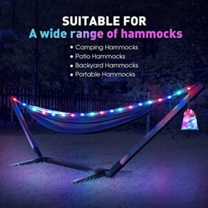 LFSMVT Camping Hammock LED Lights, Music Sync, App/Remote Control, Dimmable RGBIC Hammock Lights with Multi-use Storage Bag for Camping Hammock, Indoor/Outdoor Portable Hammock 【Hammock Not Include】