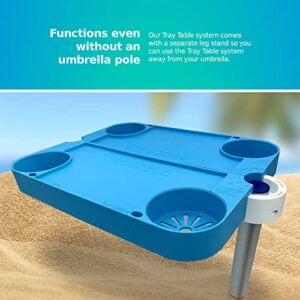 BEACHBUB Tray Table System - Beach Umbrella Tray Table with 4 Cup Holders - Beach Trip Must Haves Table for Vacation - Easy Clip on & Clip Off Outdoor Tray Table, Pool Umbrella Table and Beach Table