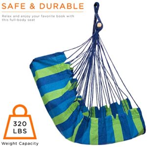 Sorbus Stylish Swing Chair - Fine Cotton Weave for Super Comfort & Durability- Hanging Hammock Chair w/2 Seat Cushions- Portable Outdoor Hanging Chair w/Hardware Kit - Indoor Outdoor Use - Max 265lbs