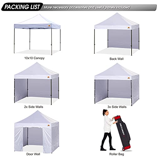 ABCCANOPY Heavy Duty Ez Pop up Canopy Tent with Sidewalls 10x10, White