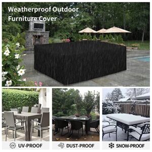 Easy-Going 600D Heavy Duty Patio Furniture Cover, Outdoor Rectangular Table and Chair Set Cover, Waterproof Outdoor Sectional Set Cover (110" L x 84" W x 28" H, Black)